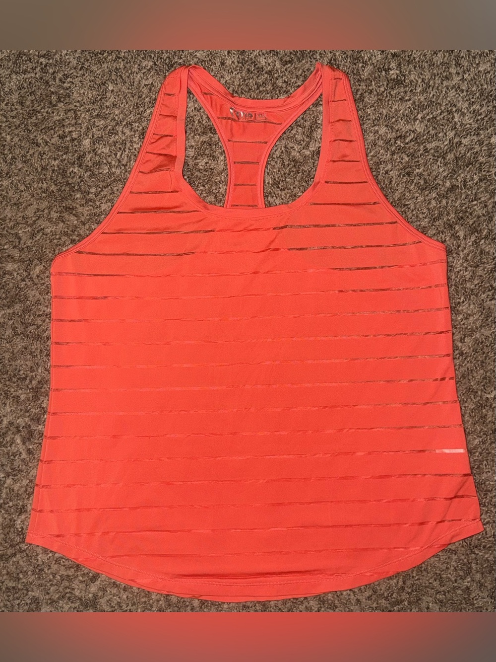 ZYIA Active Bright Orange Racerback Tank with Sheer Stripes
